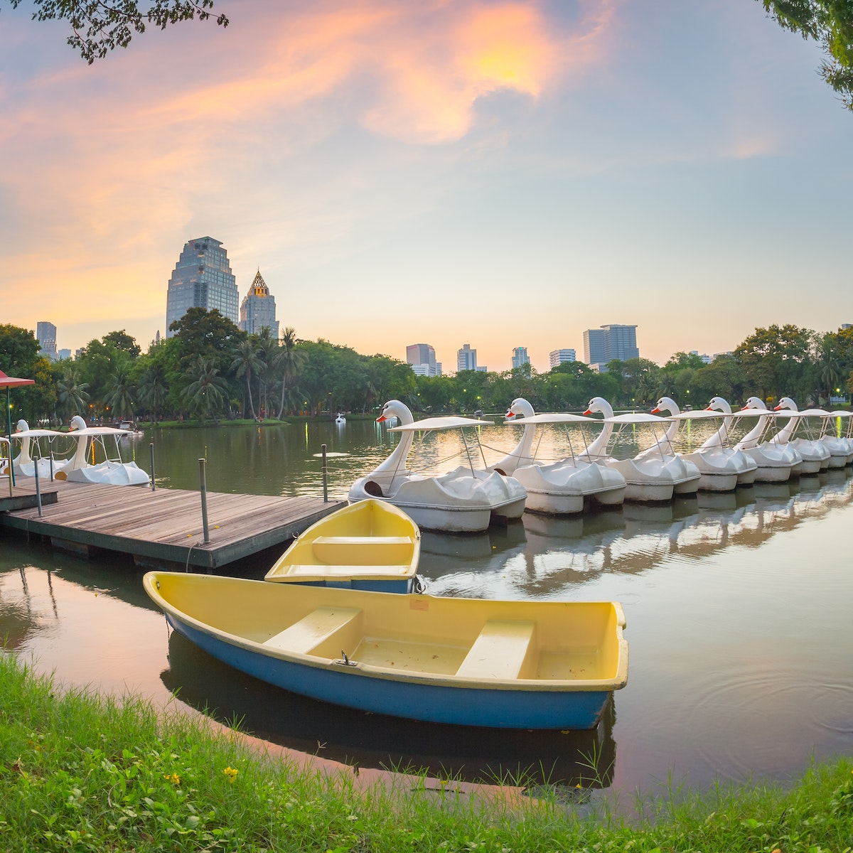 Swan boats, Lumphini Park, Bangkok, Thailand