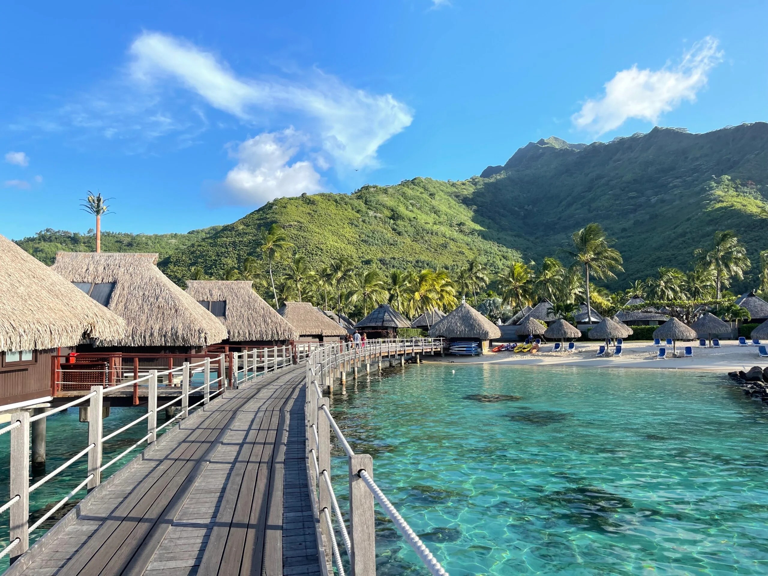 The overwater bungalows at Hilton Moorea Lagoon Resort & Spa