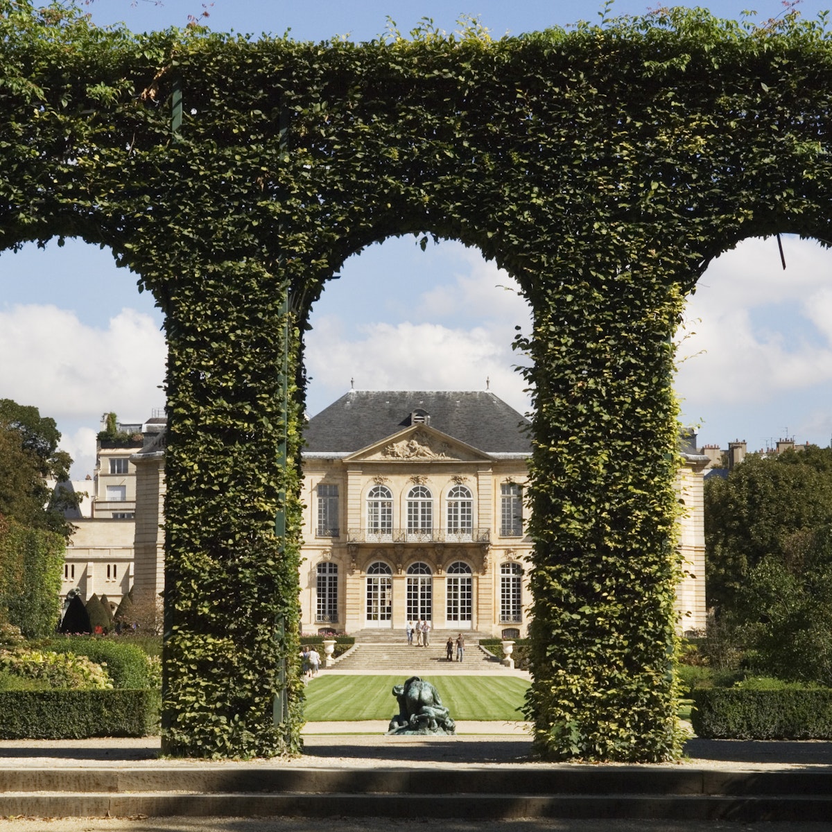 Grounds of Rodin Museum sculpture garden.